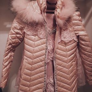 SPECIAL SALE THREE Pink Fur Down Jacket Coat sets